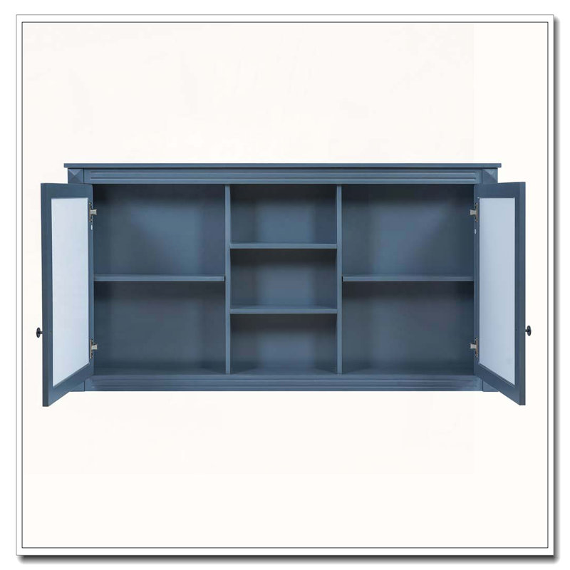 55 inch Wall-Mount 2-in-1 Mirror Cabinet, Blue