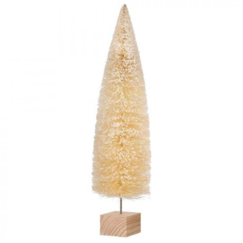 Statuette d'arbre à poils crème sur bloc