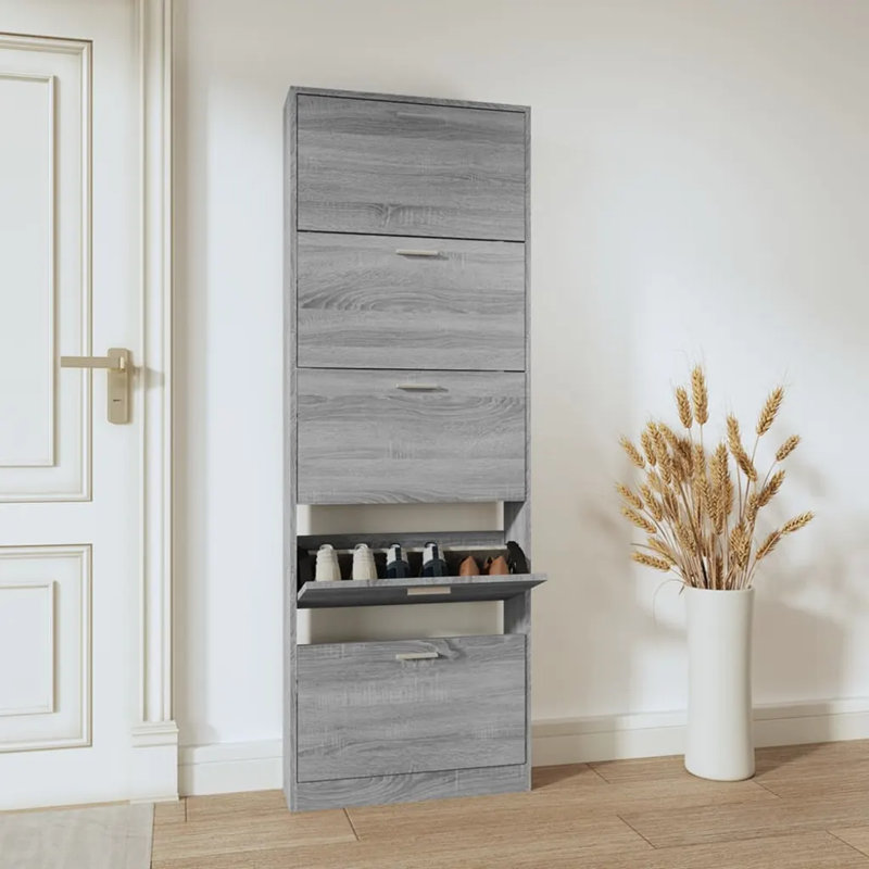 15 Pair Shoe Flip Down Shoe Storage, Grey Sonoma