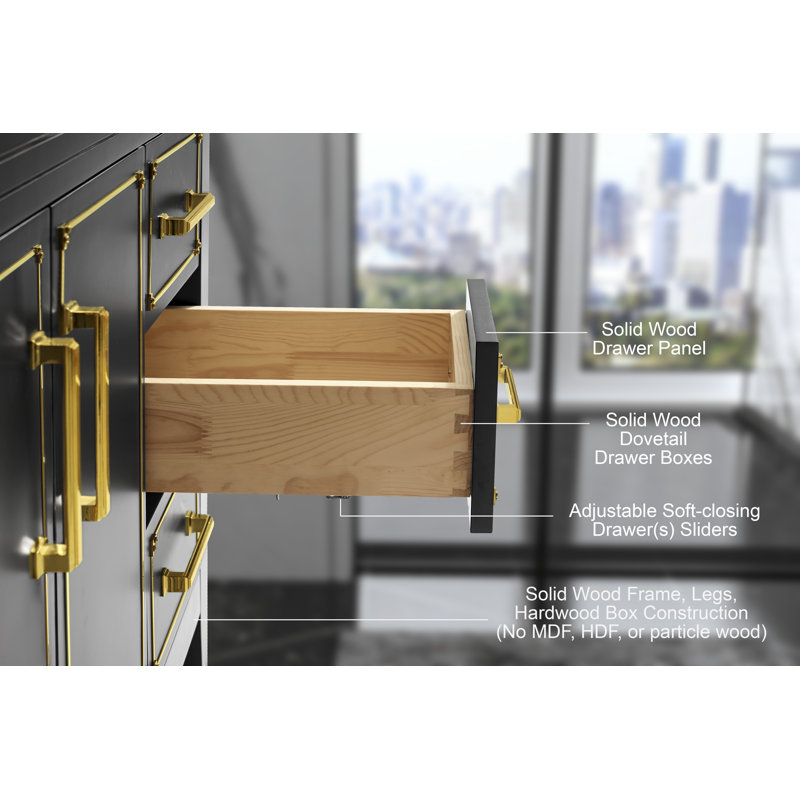 Aspen 60'' W Double Vanity, Black Onyx, Gold