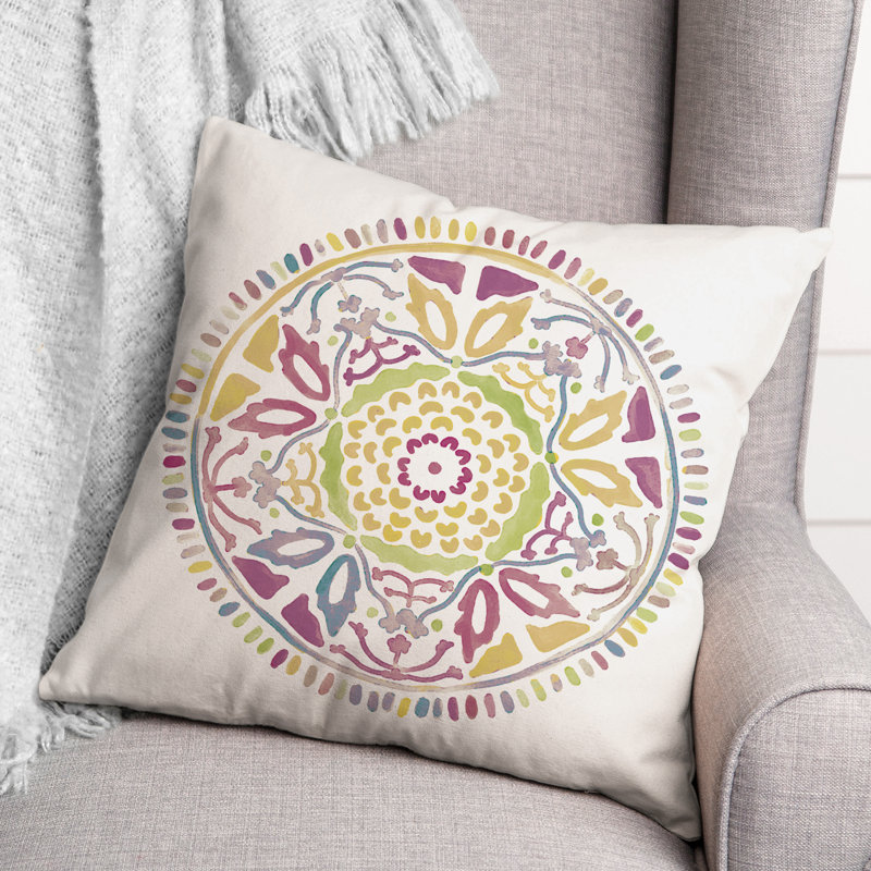 Housse et insert de coussin extérieur d'extérieur, Vert/mauve, Floral 3