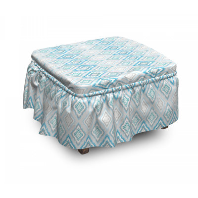 Ensemble de housse pour à coussins carrés repose-pieds de boîte 2 pièces ikat aztec péruvien