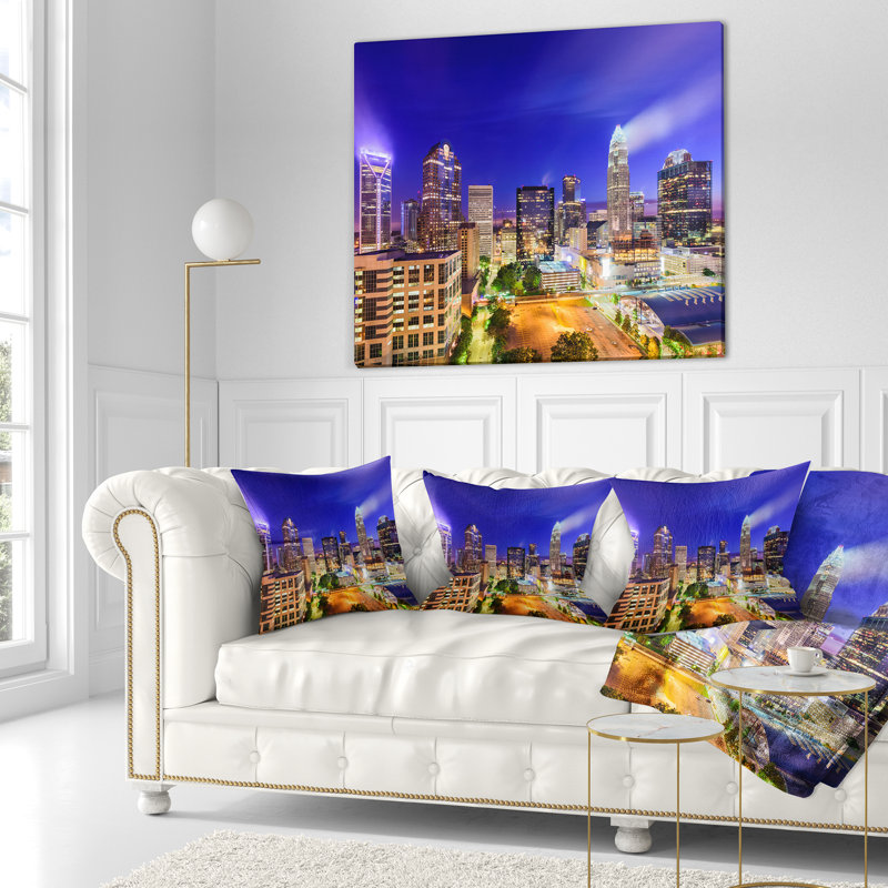 Coussin cityscape de caroline du nord charlotte, 12 po x 20 po, Coussin lombaire