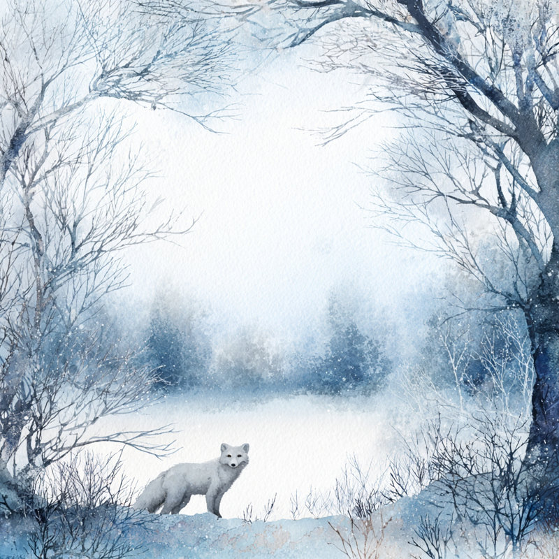 «White Fox» par Silent Lake, art mural sur toile tendue, H 40 po x l 40 po