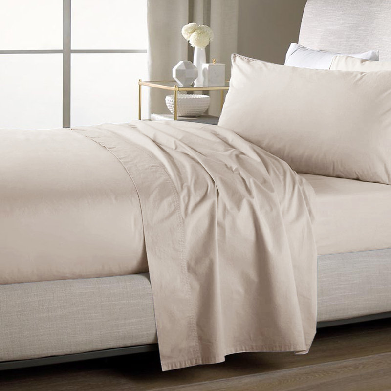 Single Flat/Top Sheet Only, Ultra Soft Double Brushed Microfiber, Cream, Full / Double Flat Sheet