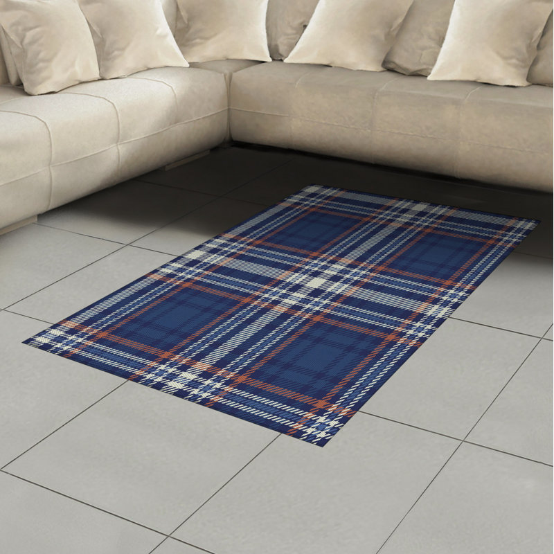 Tapis décoratif à haute densité en fibres de polyester à carreaux, Rectangle— 4 pi x 5 pi 8 po
