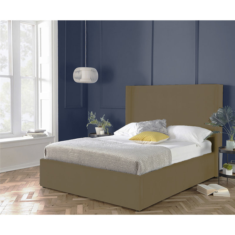 Plain Wing Kailua Upholstered Bed Frame - Plush Velvet Wingback with Sprung Slats, Double (4'6), Mink