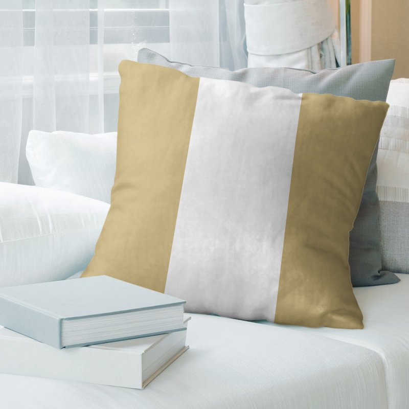 Coussin en suède Colorado, 20 po x 20 po, Doré / blanc / doré