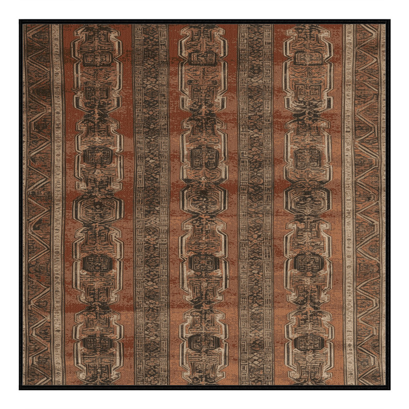 Machine Washable Art Deco Brown Area Rug, Square 8'
