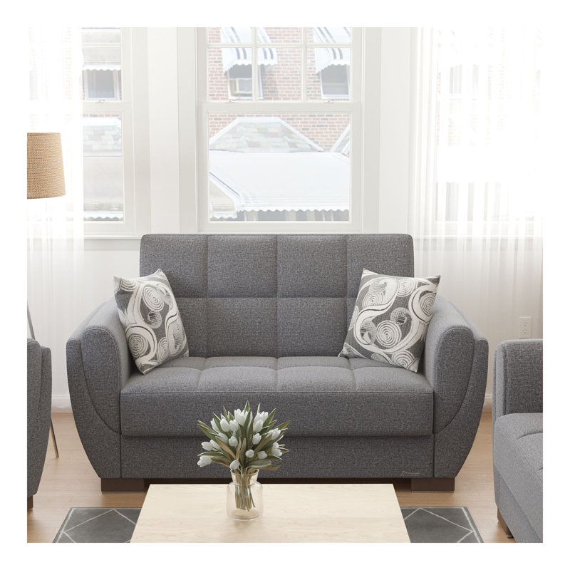Causeuse convertible avec rangement en polyester gris Primenest Collection Nimbusflow, Gris