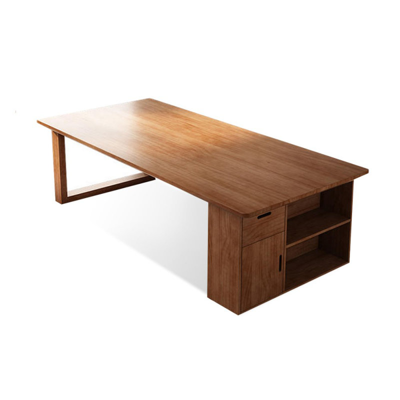 Walnut Rectangular Solid Wood desks, Right Hand Return, 29.53" H x 62.99" W x 27.56" D