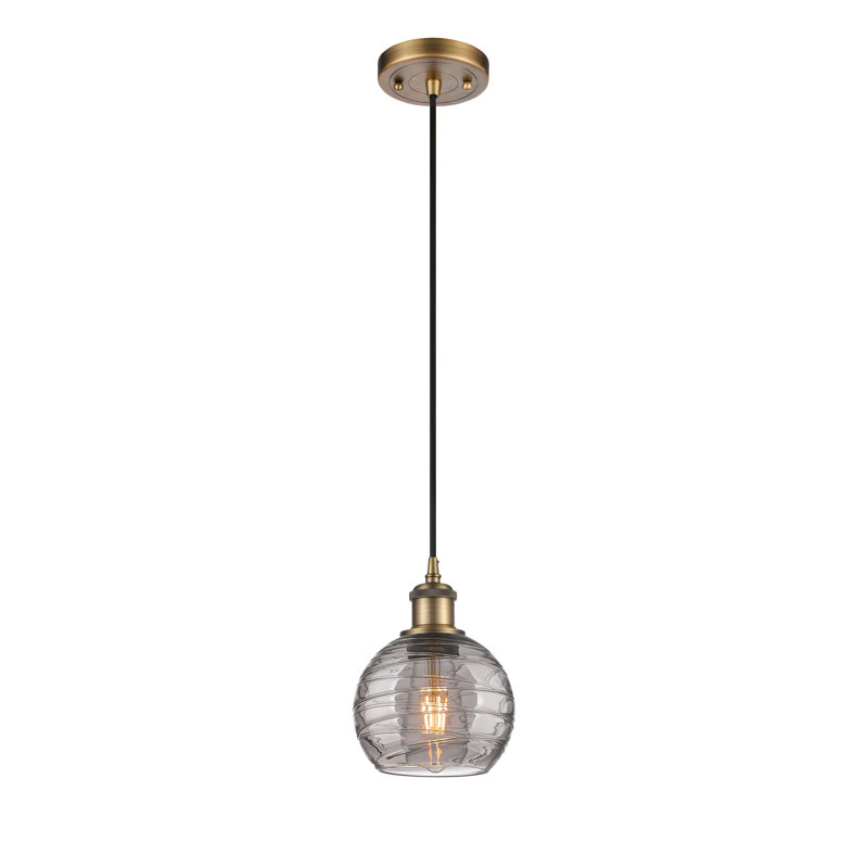 Luminaire suspendu à 1 lumière Carner, Laiton brossé, H 17,75 po x l 5,88 po x P 5,88 po