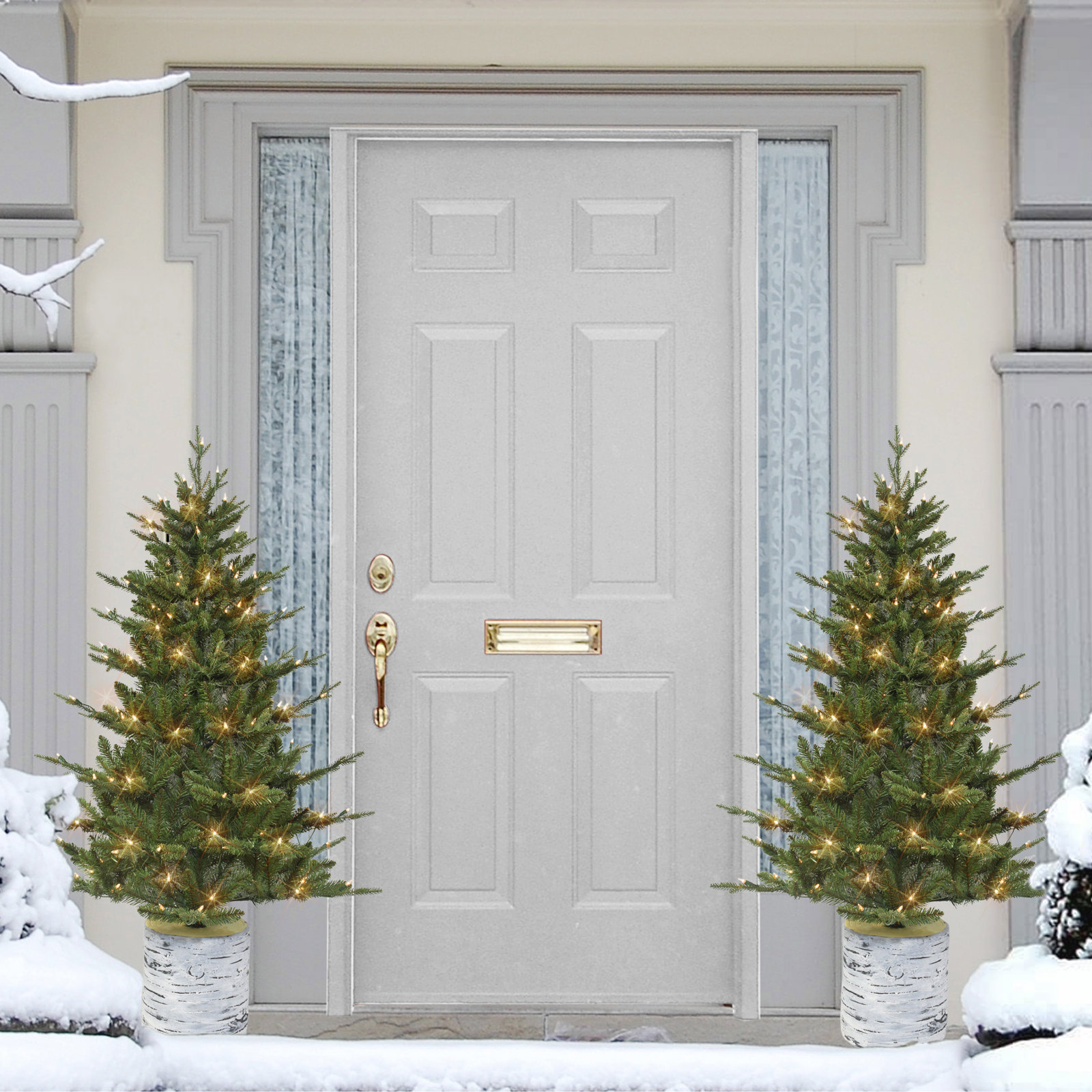 36' Lighted Artificial Pine Christmas Tree