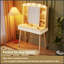 Petit bureau de coiffeuse avec miroir coulissant, lumières DEL réglables et rangement de grande capacité pour le maquillage et les accessoires