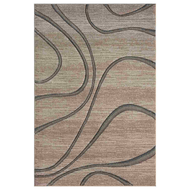 Hand Carved Modern Abtsract Area Rug Carpet Soft Polypropylene Frieze Indoor Carpet, Rectangle 5'3" x 7'7"