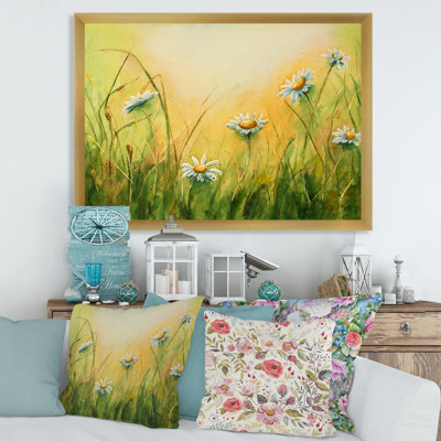 «Sunset Field with Camomiles and Herbs», peinture sur toile