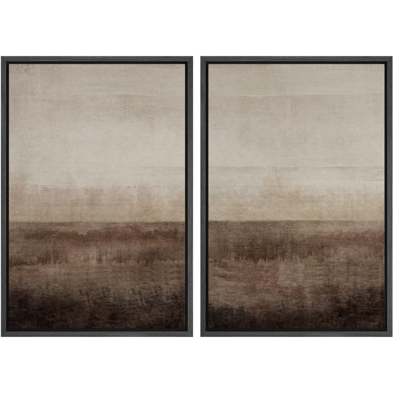 «Earthen Layers Abstract Earth Tone», 2 pièces sur toile, H 36 po x l 24 po, Noir
