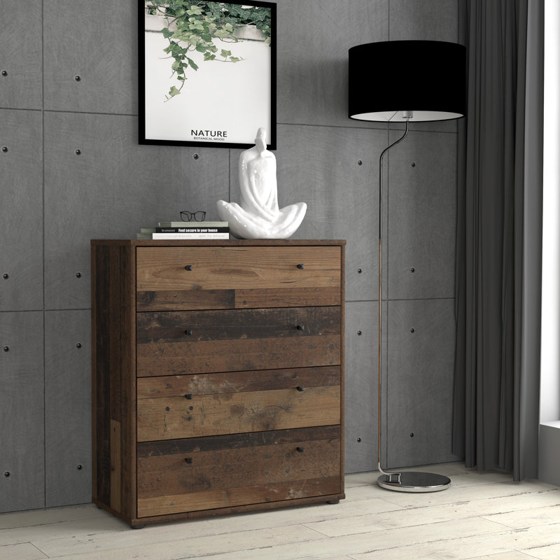 Amandla 73.7 cm W Chest of 4 Drawers, Old Wood