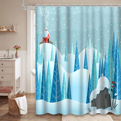 Rideau de douche Winter Snow Forest