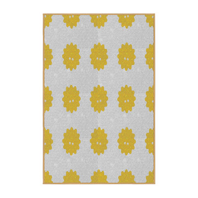 Tapis gris clair/jaune à motifs
