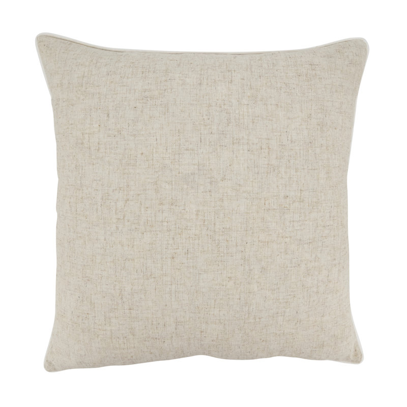 Toscana Daydream 20'' Beige Linen-Blend Throw Pillow with Piping