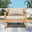 Chaise de loisir d'extérieur en bois d'acacia et corde beige - Spacieuse, confortable et polyvalente pour tout patio-1904978270