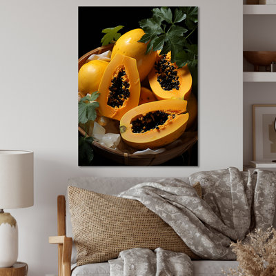«Harvest Hues Papaya Fruit Perfection II», art mural en métal sur les fruits