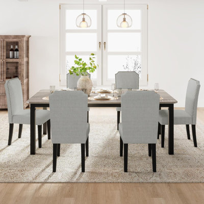 Ensemble de salle à manger 7 pièces 78,7 po avec 6 chaises rembourrées