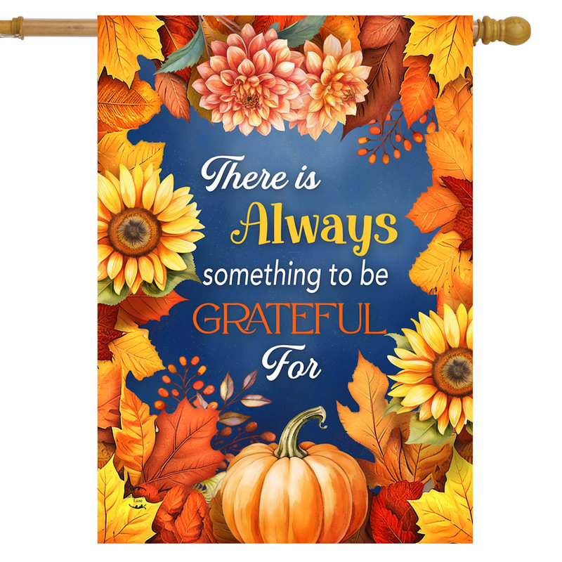 Drapeau de la maison «Always Be Grateful», Automne bleu/orange