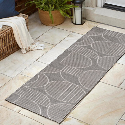 Tapis intérieur / extérieur rayé gris / crème Rysler