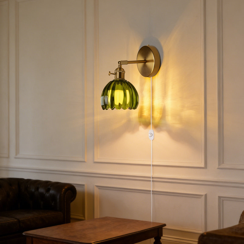 Lampe murale en laiton vert 1 lumière