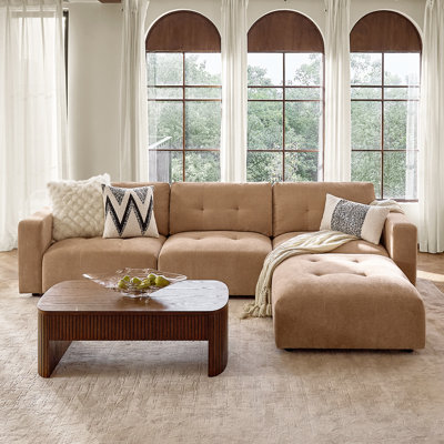 Esme 126" Modern Oversized Modular Sofa with Chenille Fabric and Memory Foam Cushions