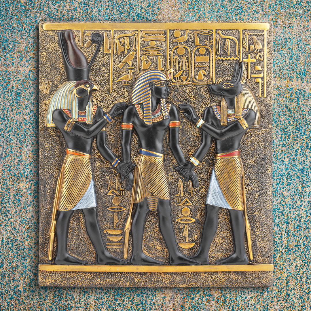 Rameses I Between Horus and Anubis Wall Sculpture Design Toscano