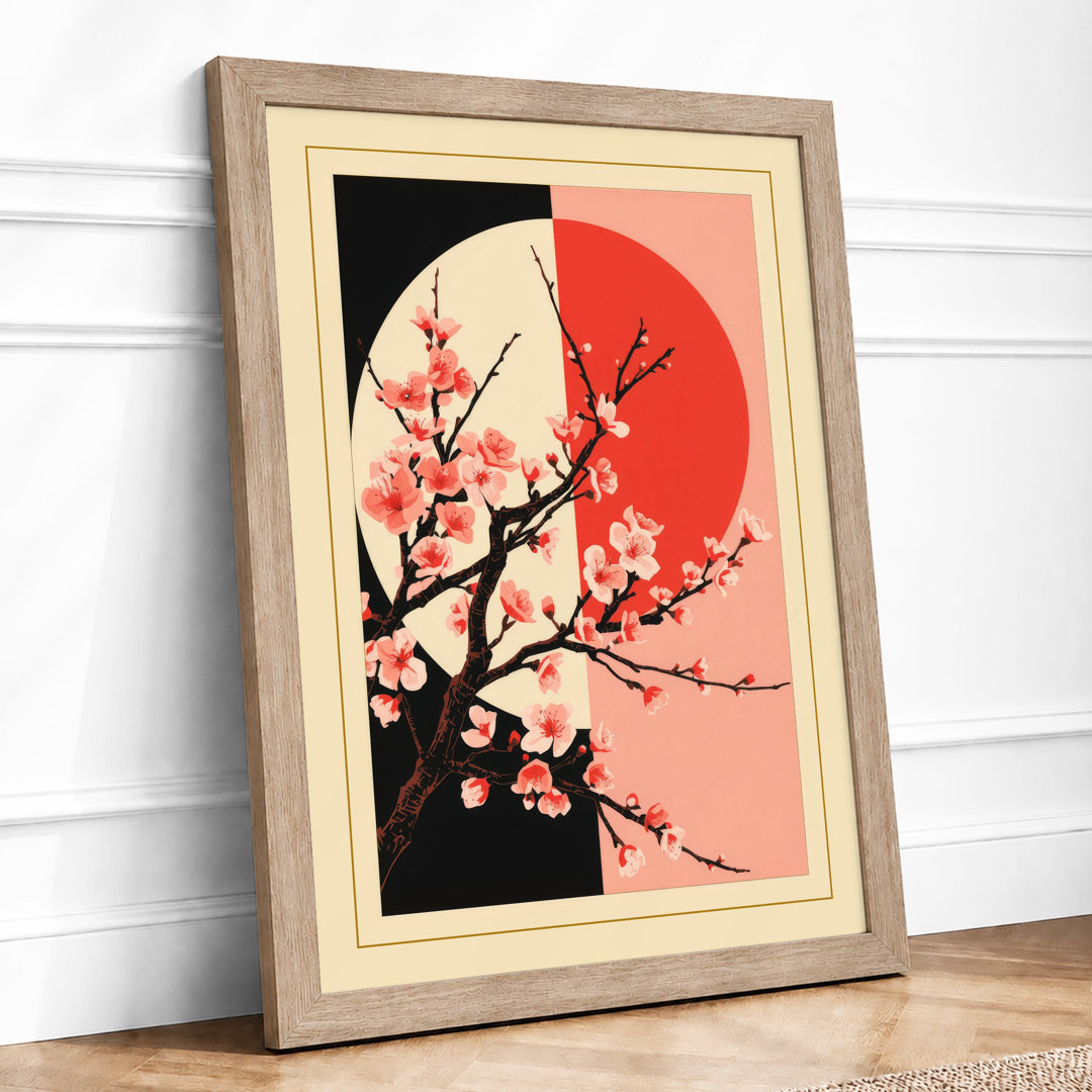 Moonlit Cherry Blossom Japandi - Framed Print