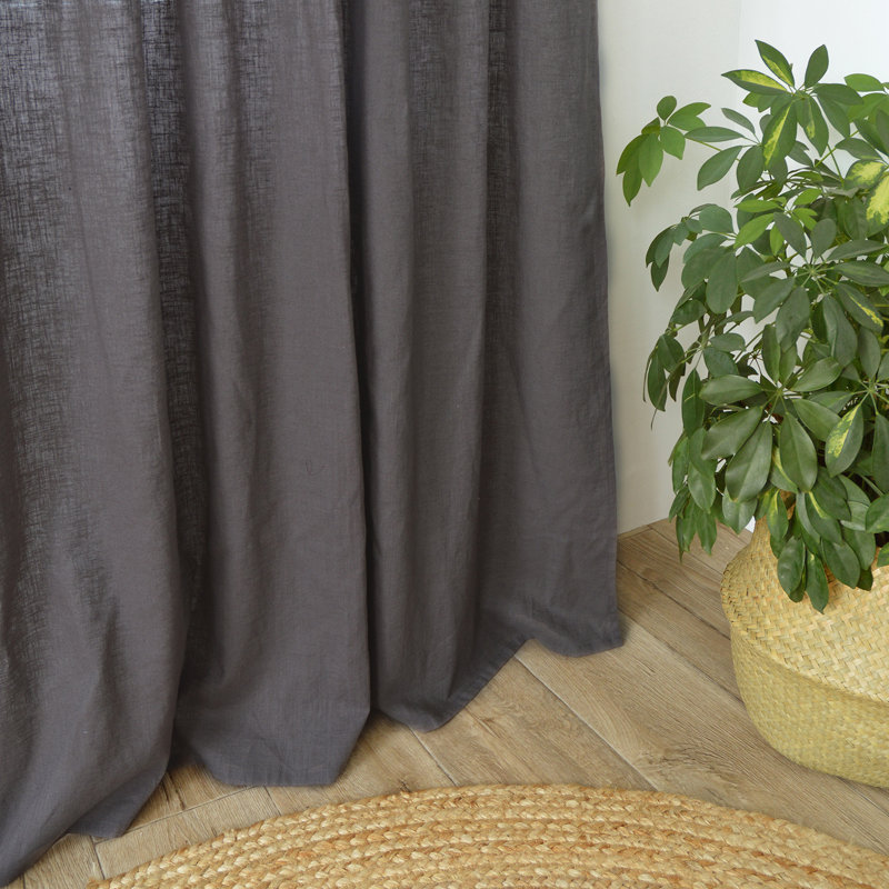 Nadie Curtain Made of Organic Linen-Cotton Mix (1 piece), Blackout, 270cm High, Anthracite