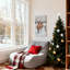 Ensemble de 3 impressions murales de Noël, trois rennes dans un champ enneigé portant des décorations rouges-1290174613