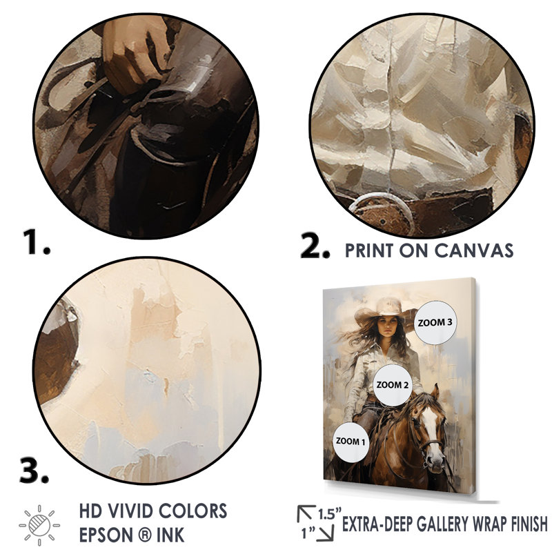 Minimalisme Cowgirl, reproduction d'art sur toile, Toile tendue, H 44 po x l 34 po