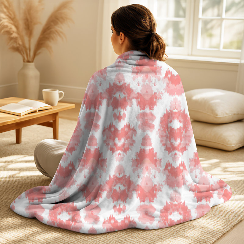 Ikat rose et blanc - couverture Boho, Ikat rose
