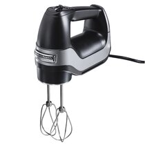 Hamilton Beach Electric Hand Mixer with Snap-On Case, Twisted Wire Beaters,  Milkshake Rod, Dough Hook, Whisk, 6-Speed, Black