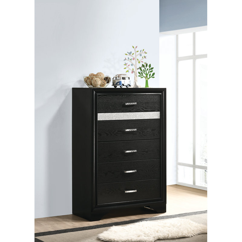 Commode 5 tiroirs Lanier, Noir