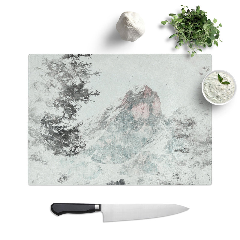 Tempered Glass Mountain Peak Chopping Board, 20 cm x 28.5 cm