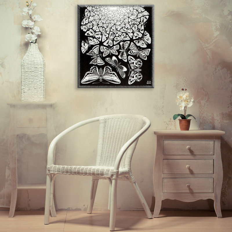 «Butterflies» par M.C.Escher, toile tendue avec châssis, H 24 po x l 17 po