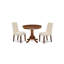 L'ensemble 3 pièces de table et chaises de cuisine comprend une table de salle à manger ronde avec piédestal et 2 chaises de salle à manger Parson en tissu crème, acajou-1847808057-1799340581-1799340580