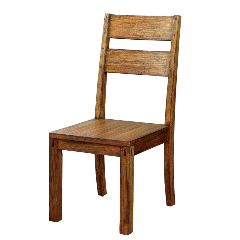 Dark Oak Solid Wood Chairs For Dining Space, Rustic, 2pc, Panel Back Chairs, Rustic Room, 2pcs,