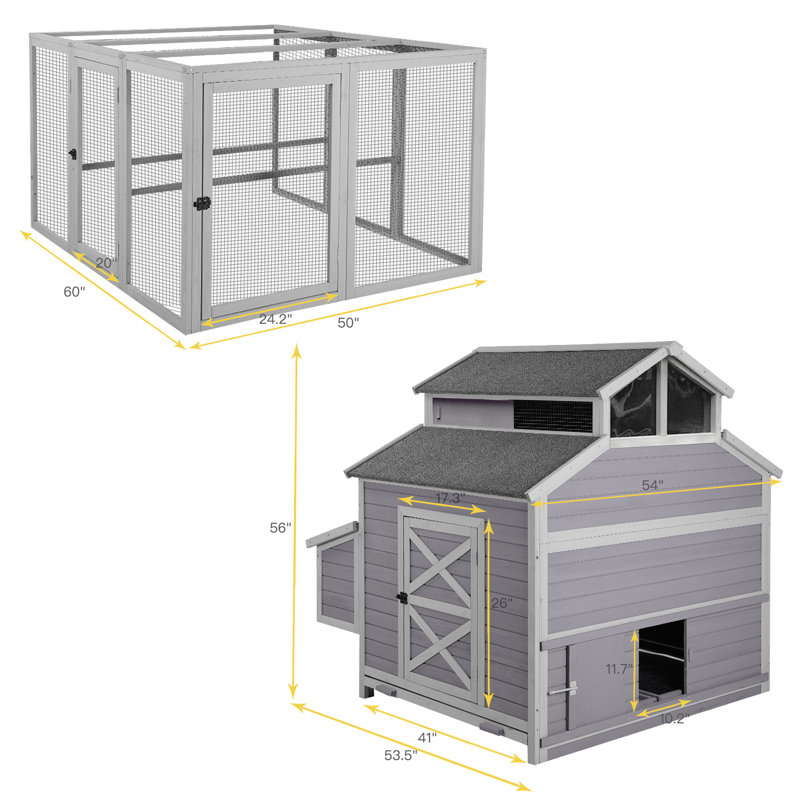 Poulailler de 151 po avec cage de volaille et cage de nidification