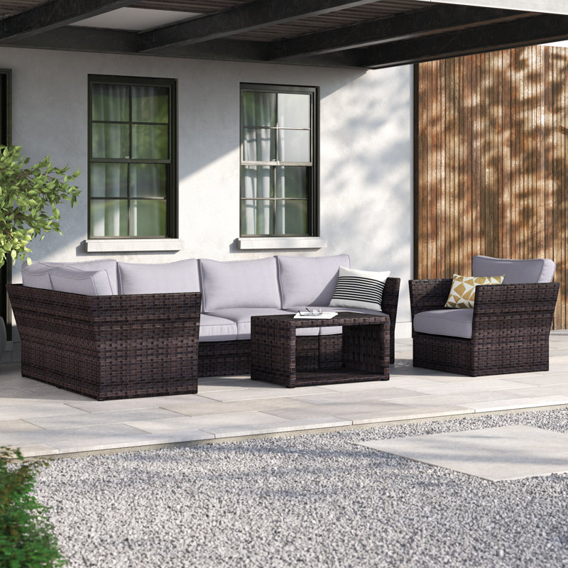 Ensemble de conversation pour 5 personnes avec coussins Anndale