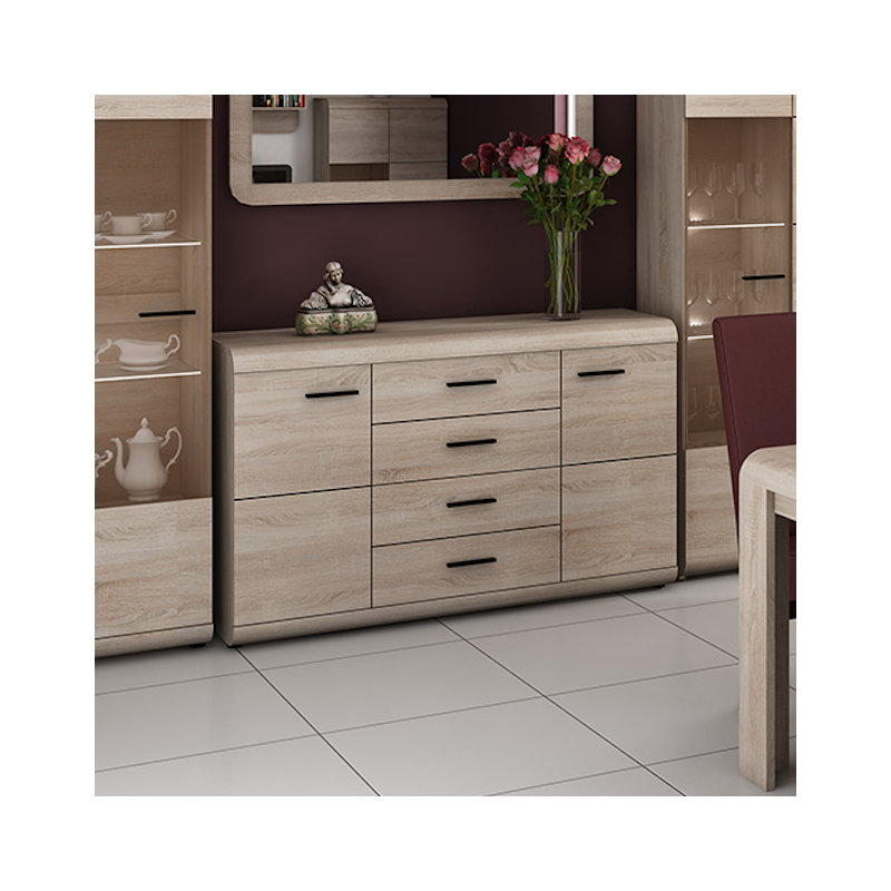 Beneduce 4 Drawer Sideboard, Light Oak