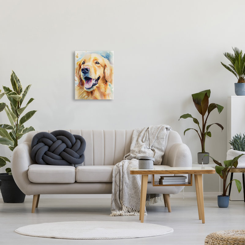Happy Retriever par Petals Prints Design, H 20 po x l 16 po x P 1,5 po