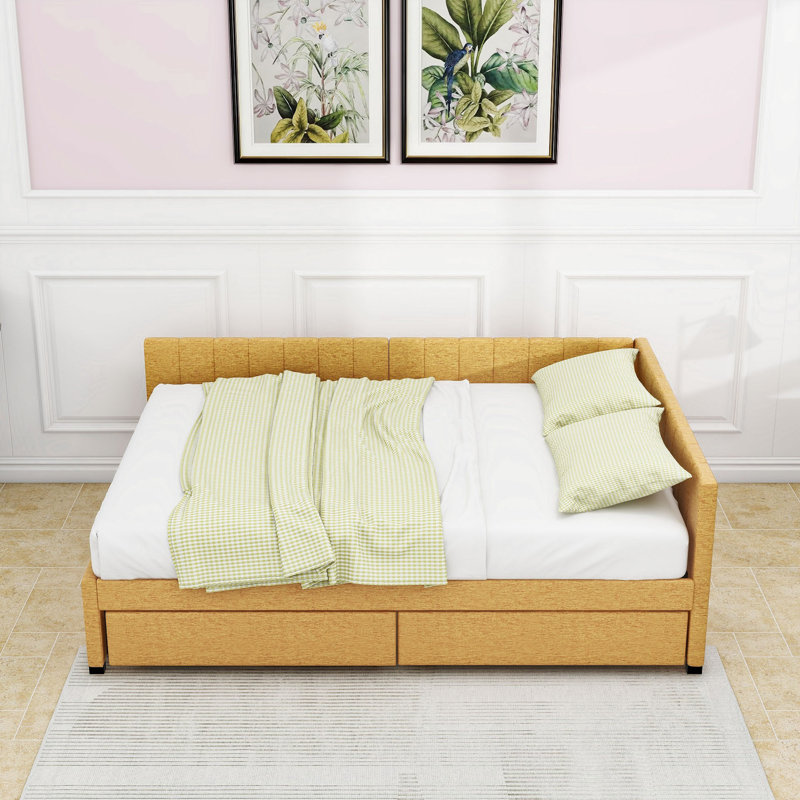 Full / Double Daybed With Two Drawers, Yellow