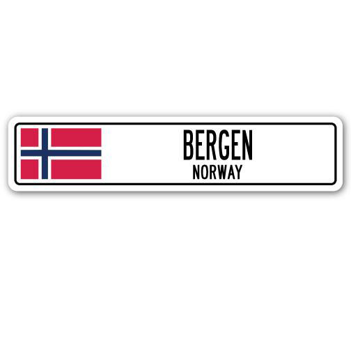 Panneau de signalisation en aluminium Azar Bergen, drapeau de la Norvège, H 4 po x l 18 po x P 1 po
